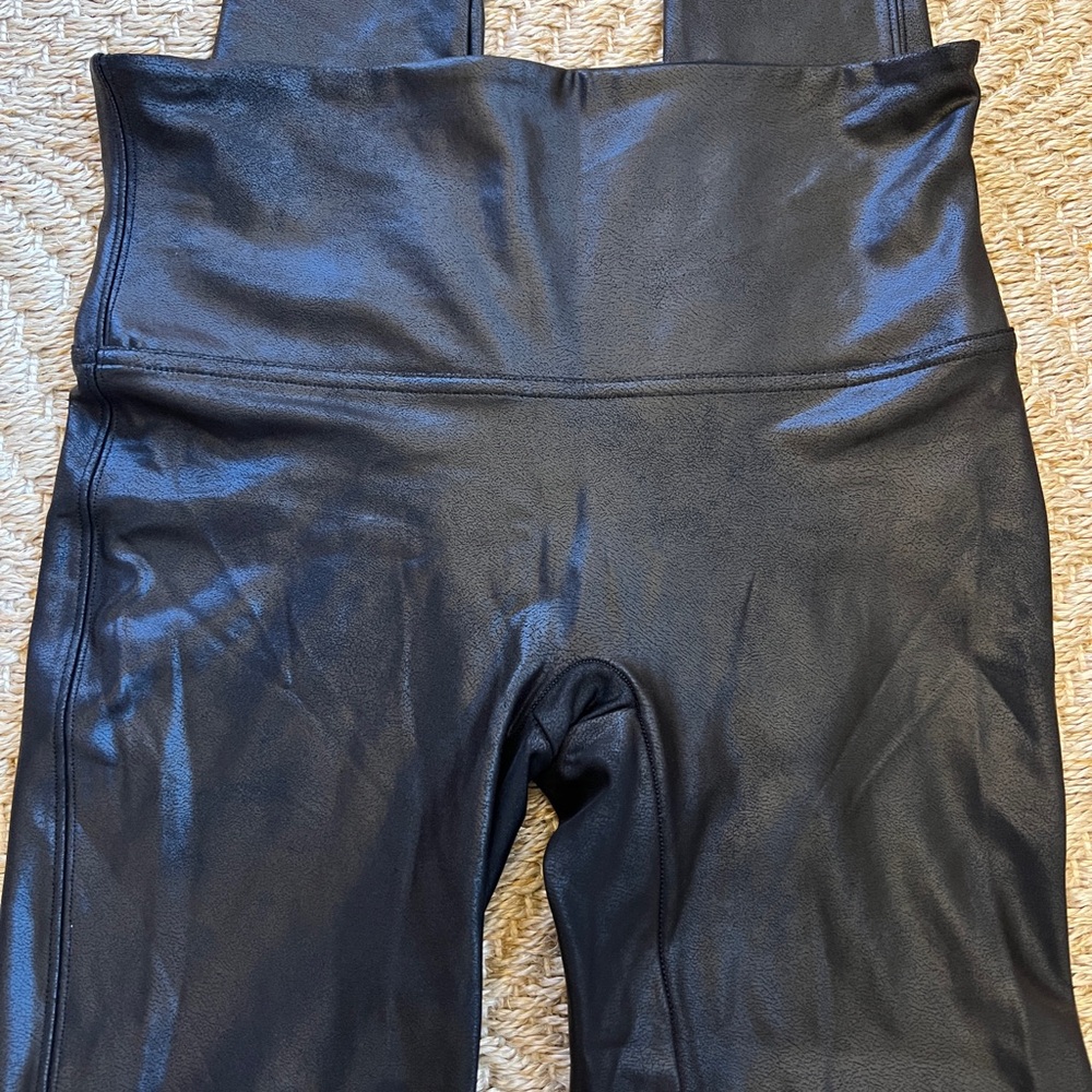 SPANX Faux-leather Black Leggings SizeLP